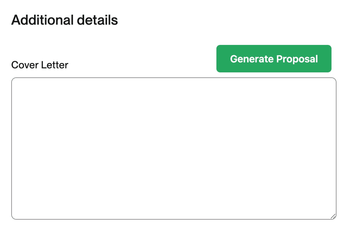 Pitchova generating proposal inside Upwork job page