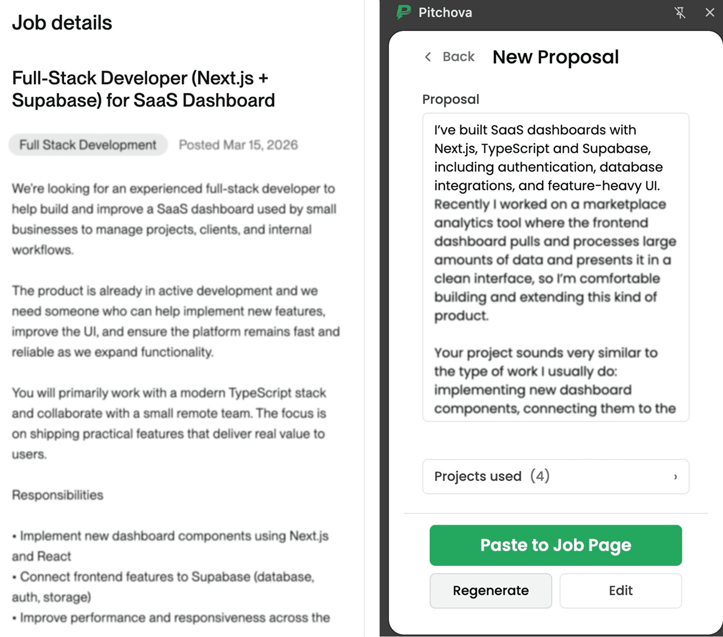 Pitchova proposal generator interface